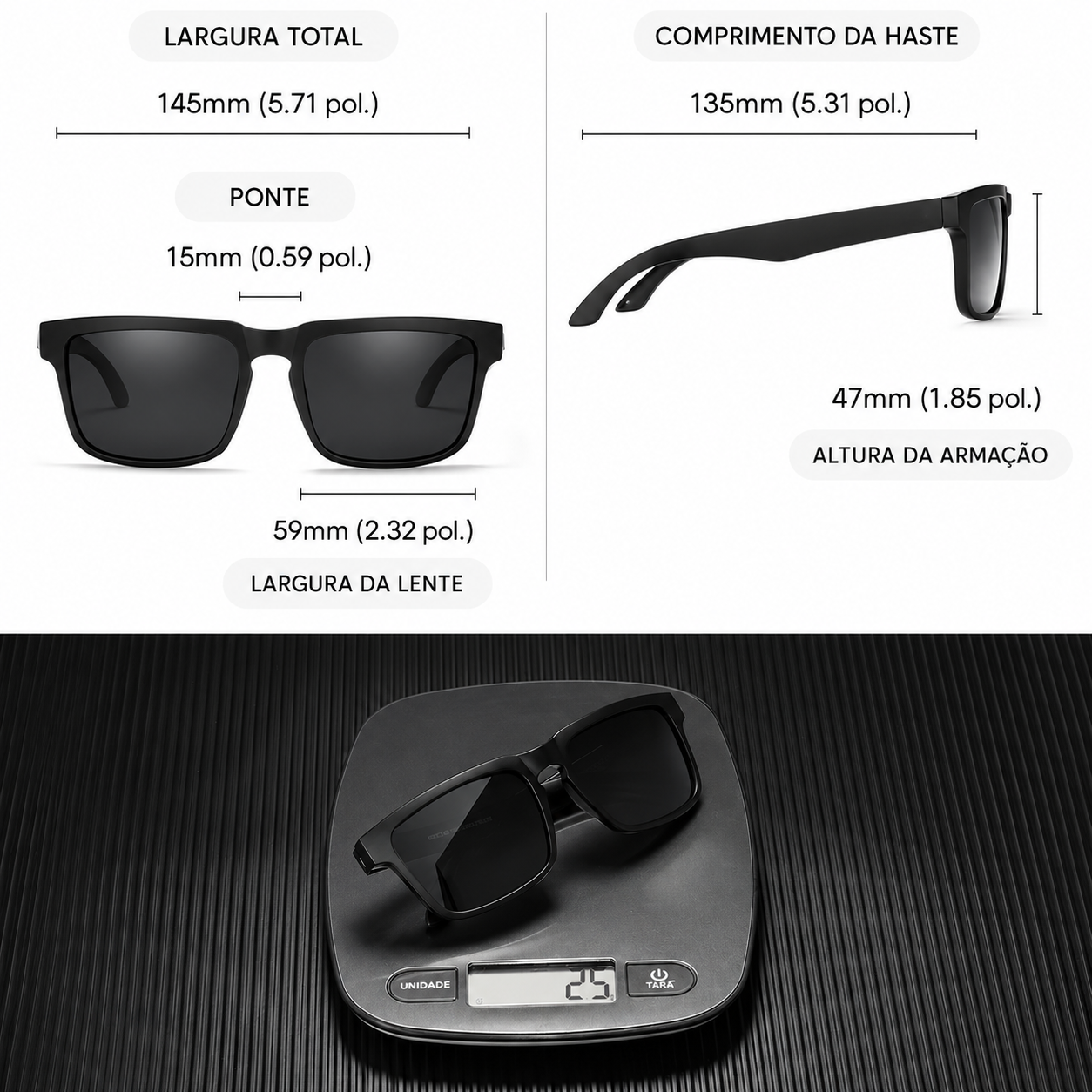 Óculos de Sol Quadrados Desportivos – Polarizados UV400 Urban