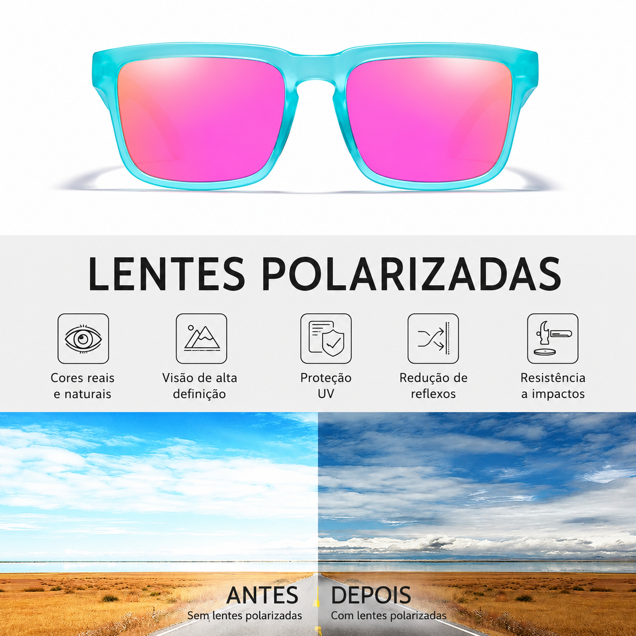 Óculos de Sol Quadrados Desportivos – Polarizados UV400 Urban