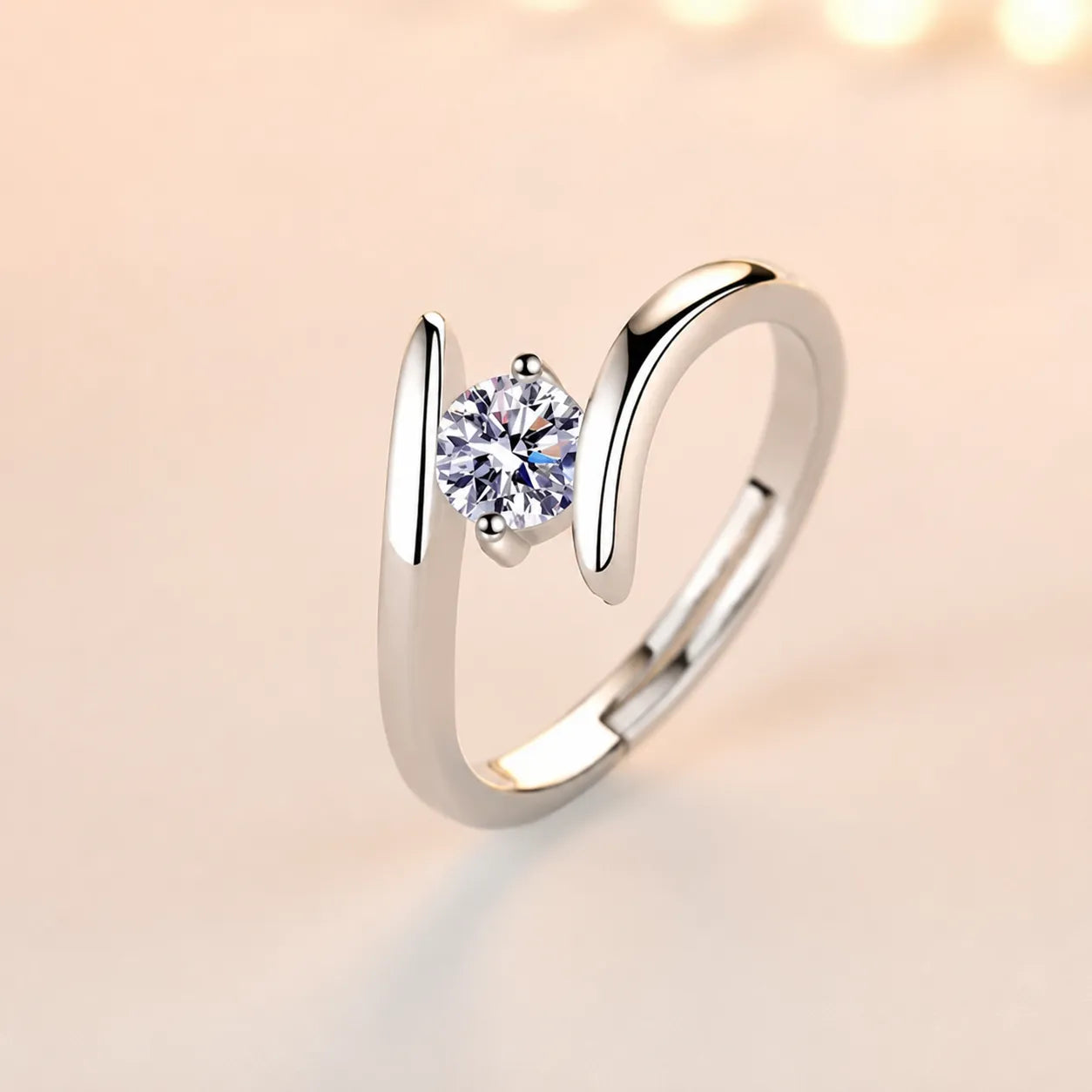 Anel elegante em prata 925 para presente feminino