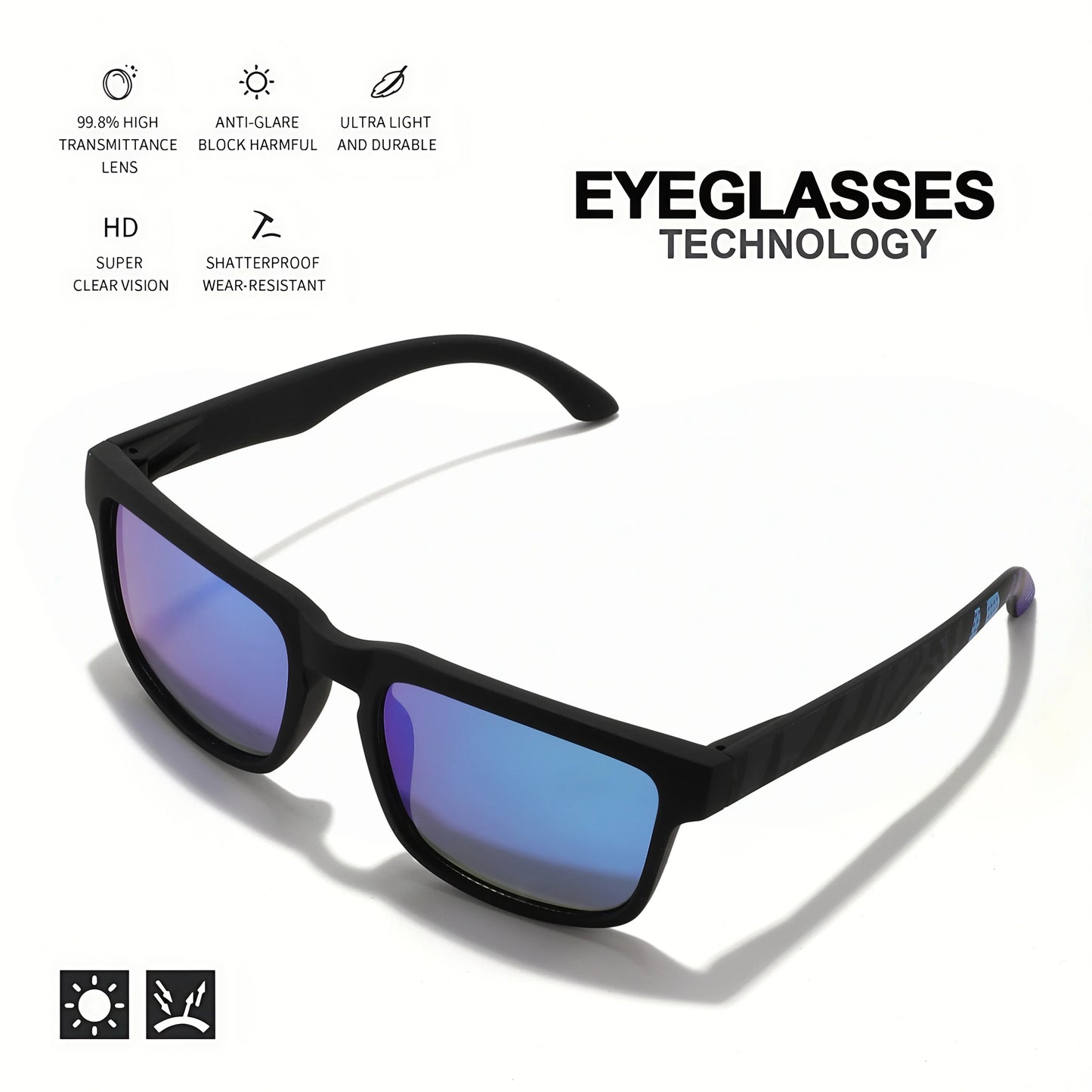 Lentes espelhadas UV400 dos óculos de sol quadrados