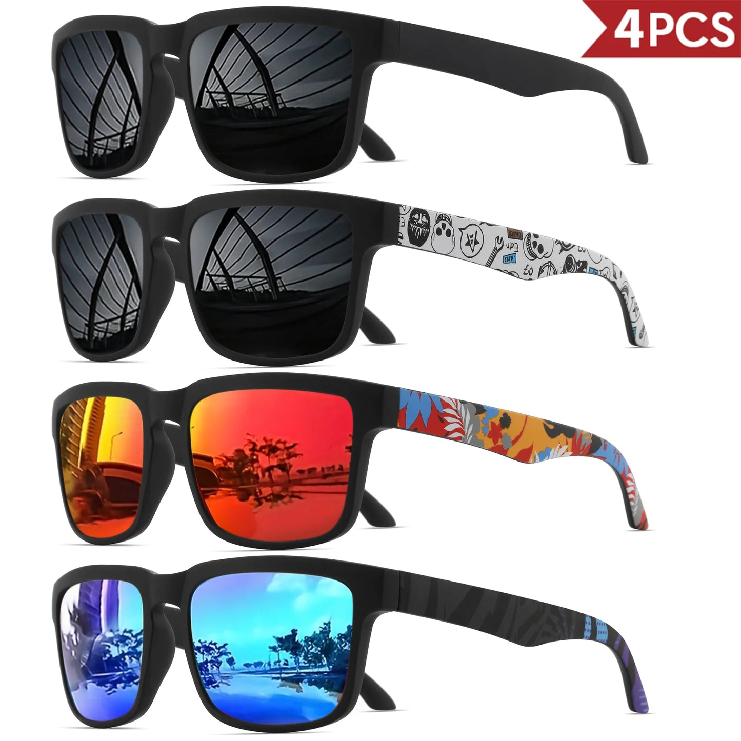 Pack 4 modelo 1 de óculos de sol espelhados