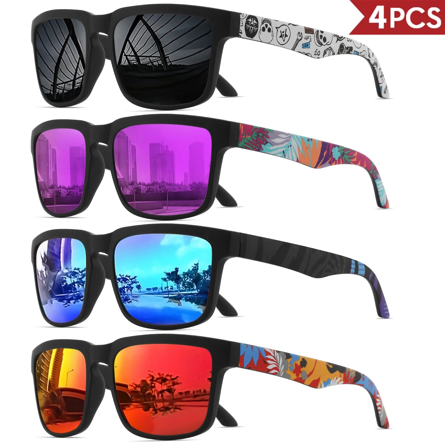 Pack 4 modelo 2 de óculos de sol espelhados