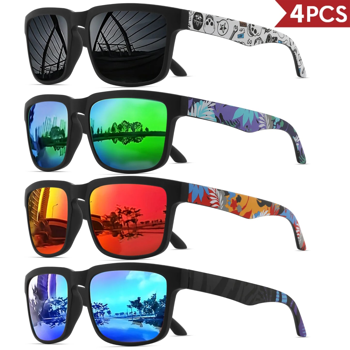 Pack 4 modelo 3 de óculos de sol espelhados