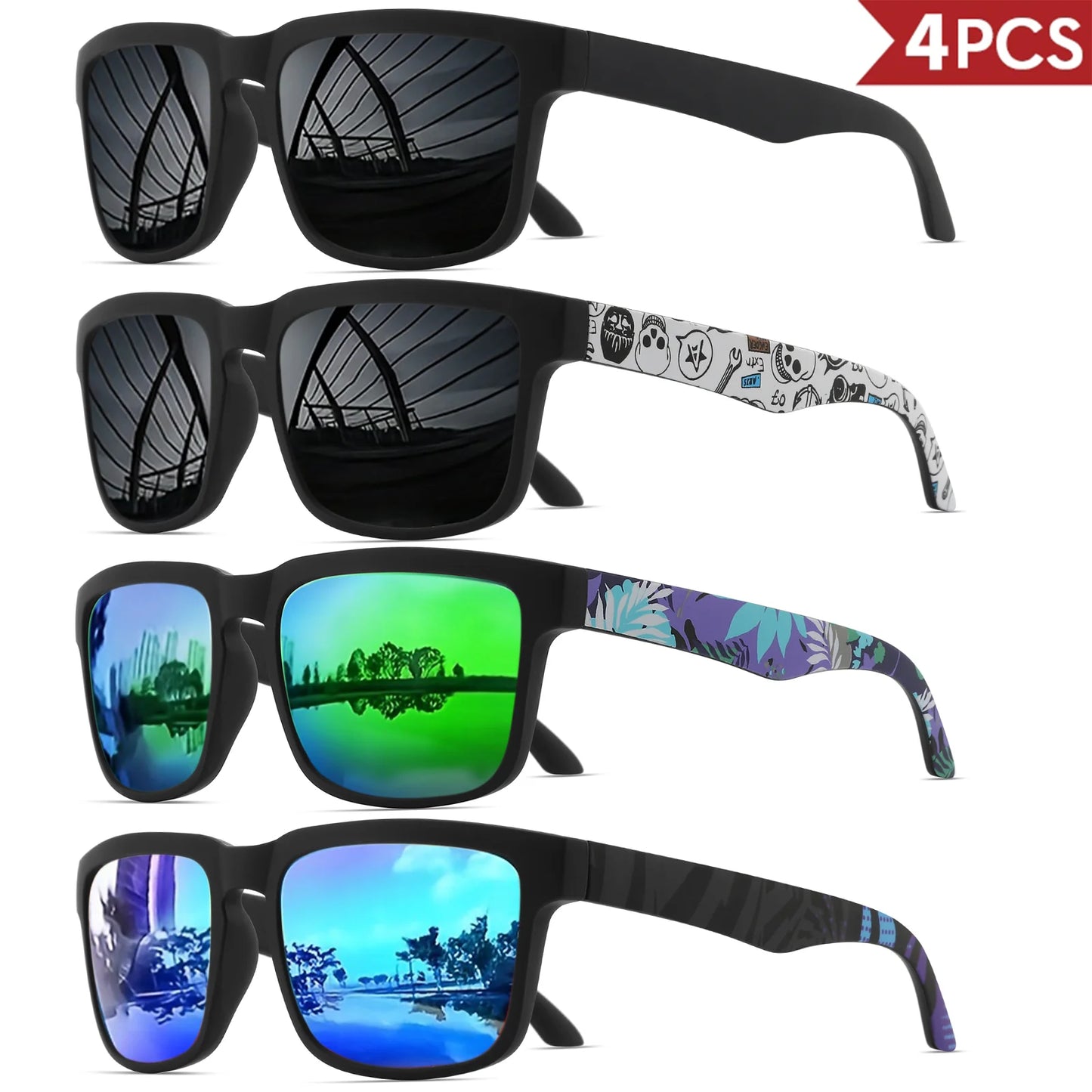 Pack 4 modelo 4 de óculos de sol espelhados