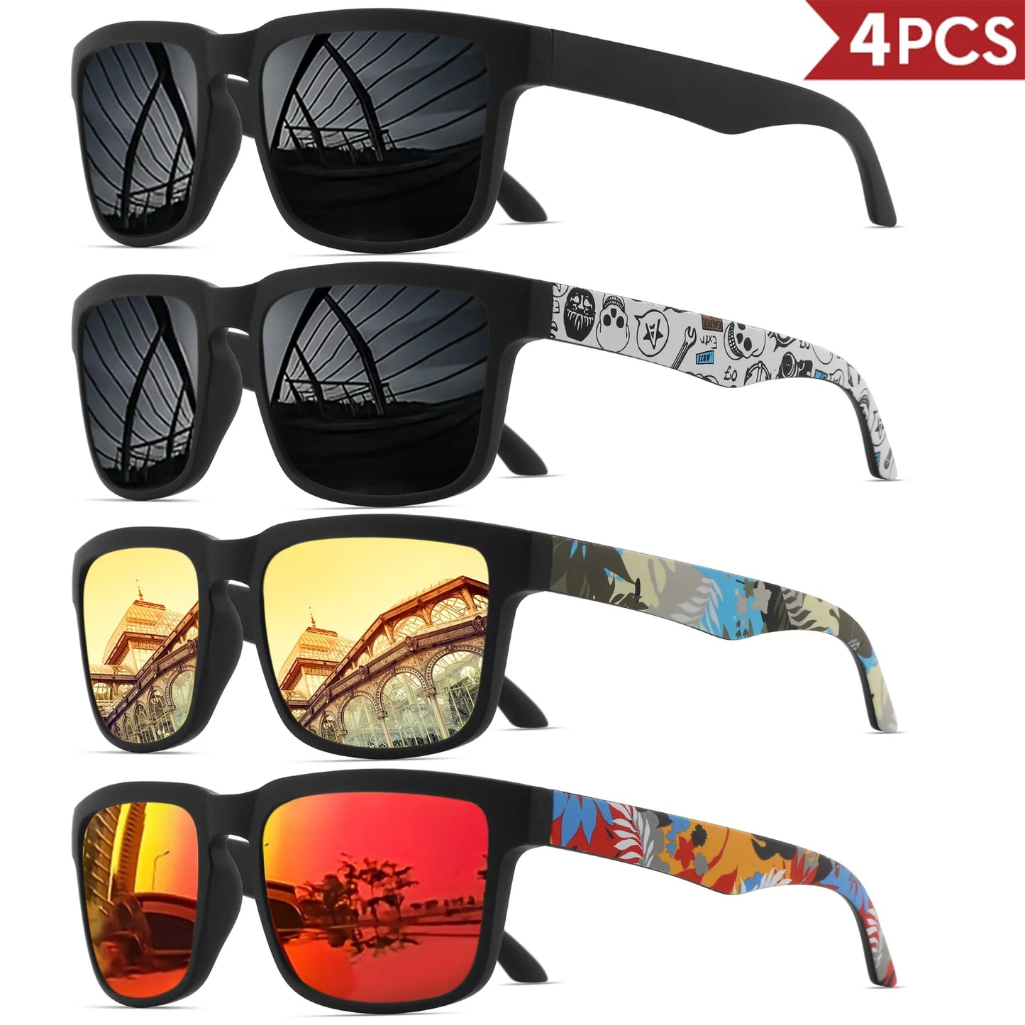Pack 4 modelo 5 de óculos de sol espelhados
