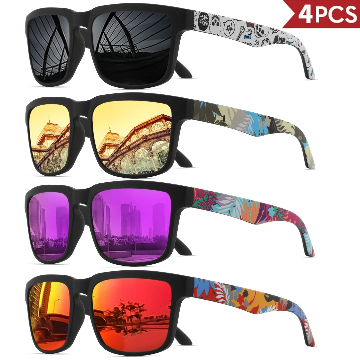 Pack 4 modelo 6 de óculos de sol espelhados