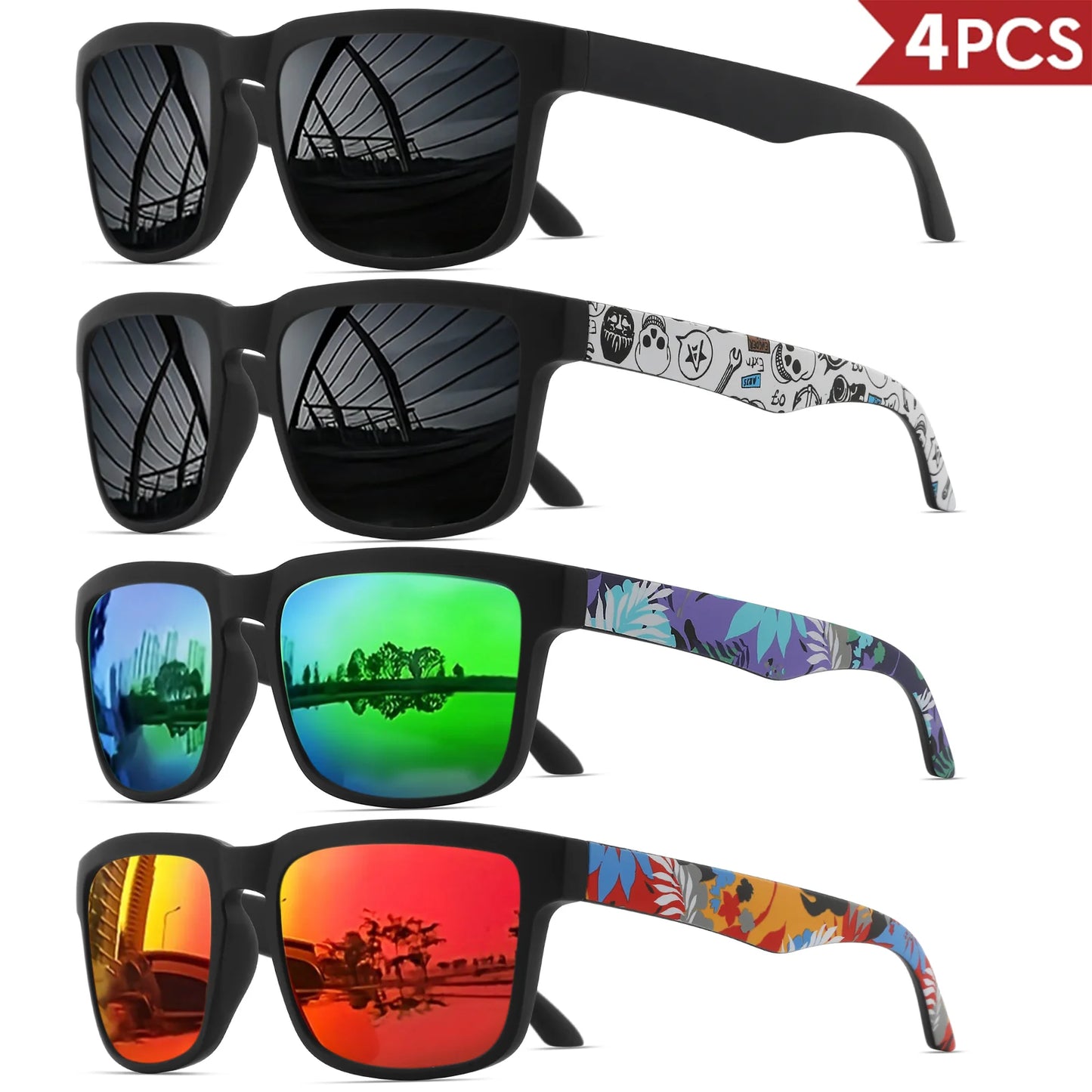 Pack 4 modelo 12 de óculos de sol espelhados
