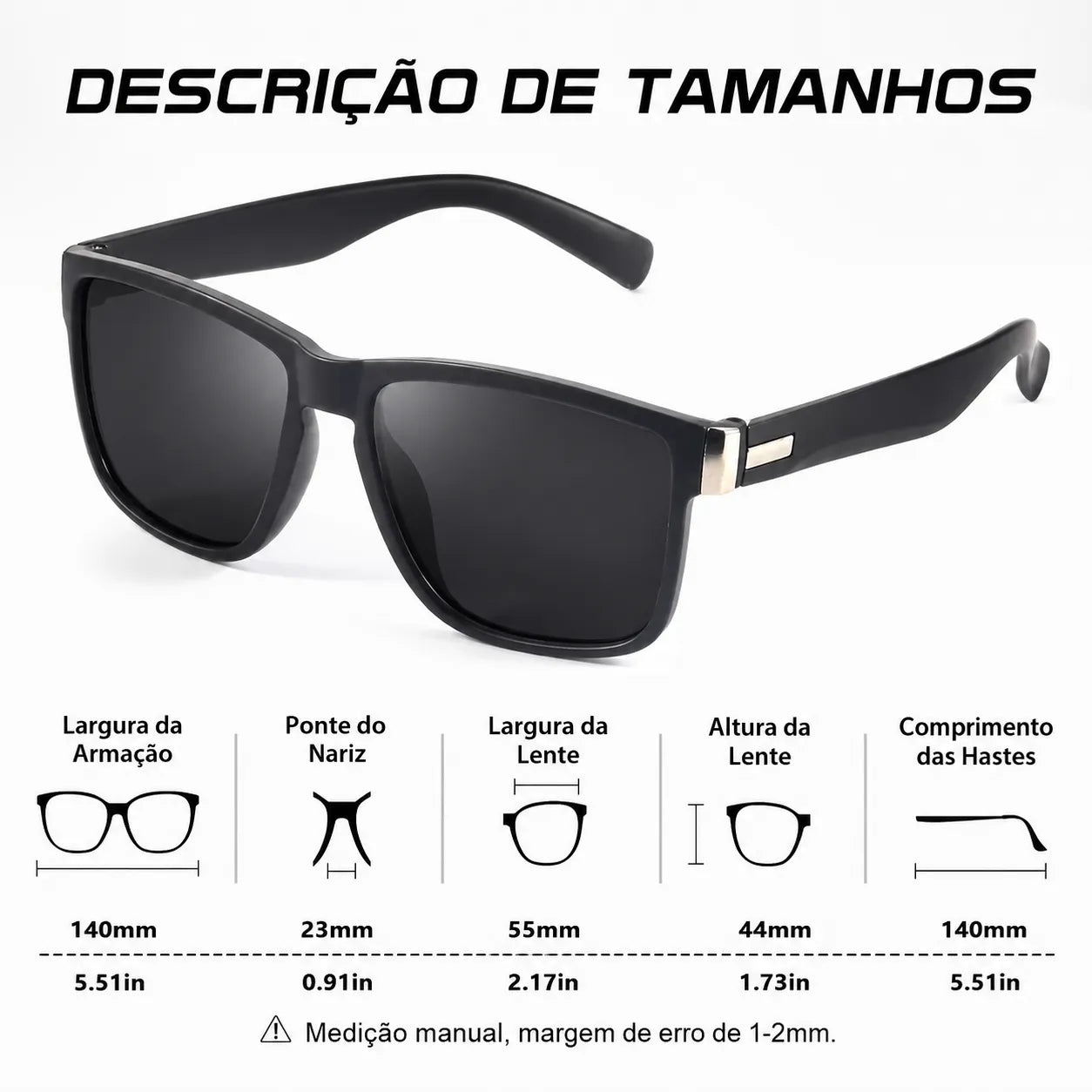 Tamanho de óculos de sol Cat. 3 para homem