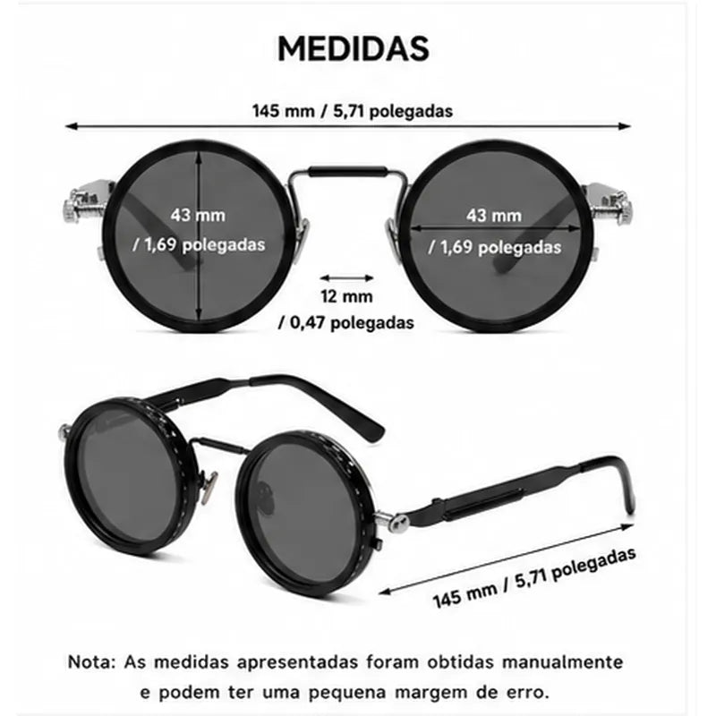 Medidas dos óculos de sol redondos polarizados ND9 ajustáveis